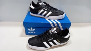 7 X BRAND NEW ADIDAS SAMBA SUPER TRAINERS IN BLACK AND WHITE - SIZE UK 7/8/8.5