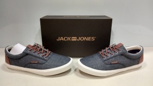 9 X BRAND NEW JACK AND JONES CLASSIC CHAMBRAY TRIP SHOES IN CHARCOAL - SIZE 8