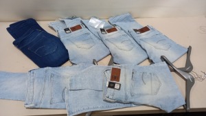6 X PAIRS OF BRAND NEW G-STAR RAW JEANS IN VARIOUS STYLES & COLOURS IE. LIGHT BLUE, DARK BLUE AND GREY ETC - RRP £480 - SIZE 36