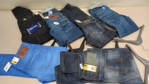 6 X PAIRS OF BRAND NEW G-STAR RAW JEANS IN VARIOUS STYLES & COLOURS IE. LIGHT BLUE, DARK BLUE AND GREY ETC - RRP £480 - SIZE 33