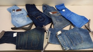 6 X PAIRS OF BRAND NEW G-STAR RAW JEANS IN VARIOUS STYLES & COLOURS IE. LIGHT BLUE, DARK BLUE AND GREY ETC - RRP £480 - SIZE 33