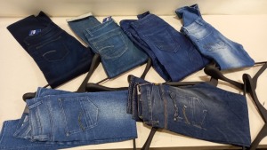 6 X PAIRS OF BRAND NEW G-STAR RAW JEANS IN VARIOUS STYLES & COLOURS IE. LIGHT BLUE, DARK BLUE AND GREY ETC - RRP £480 - SIZE 33