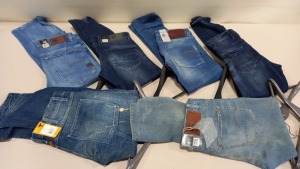 6 X PAIRS OF BRAND NEW G-STAR RAW JEANS IN VARIOUS STYLES & COLOURS IE. LIGHT BLUE, DARK BLUE AND GREY ETC - RRP £480 - SIZE 33