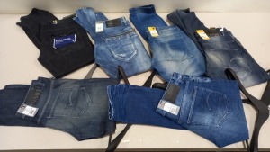 6 X PAIRS OF BRAND NEW G-STAR RAW JEANS IN VARIOUS STYLES & COLOURS IE. LIGHT BLUE, DARK BLUE AND GREY ETC - RRP £480 - SIZE 33