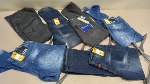 6 X PAIRS OF BRAND NEW G-STAR RAW JEANS IN VARIOUS STYLES & COLOURS IE. LIGHT BLUE, DARK BLUE AND GREY ETC - RRP £480 - SIZE 29