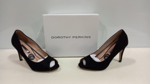 16 X BRAND NEW DOROTHY PERKINS CORE COURTS BLACK HEELED SHOES - IN SIZES UK 3/4/7/8 RRP £20.00pp