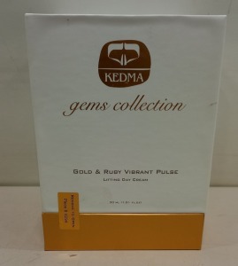 2 X KEDMA GEMS COLLECTION, GOLD & RUBY VIBRANT PULSE LIFTING DAY CREAM - 30ML (1.01 FL.OZ) SECURITY SEALED - EXPIRED 18/3/21) (ORIG TOTAL RRP £2030)