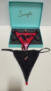 44 X BRAND NEW SCRUMPIES OF MAYFAIR RED DEVIL LADIES THONGS IN UK SIZE 8 WITH 25 PRESENTATION BOXES RRP £35.00 (TOTAL RRP £1610.00)