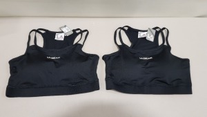 50 X BRAND NEW LA GEAR SPORTS CROP BRA WITH DOUBLE SPAGGETI STRAPS BOTH SIDES , FLAT LOCK SEEMS AND IS PADDED FOR LIGHT SUPPORT - SIZE -10 (RRP £22.99)