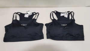 50 X BRAND NEW LA GEAR SPORTS CROP BRA WITH DOUBLE SPAGGETI STRAPS BOTH SIDES , FLAT LOCK SEEMS AND IS PADDED FOR LIGHT SUPPORT - SIZE -8 (RRP £22.99)