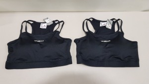 50 X BRAND NEW LA GEAR SPORTS CROP BRA WITH DOUBLE SPAGGETI STRAPS BOTH SIDES , FLAT LOCK SEEMS AND IS PADDED FOR LIGHT SUPPORT - SIZE -8 (RRP £22.99)