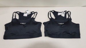 50 X BRAND NEW LA GEAR SPORTS CROP BRA WITH DOUBLE SPAGGETI STRAPS BOTH SIDES , FLAT LOCK SEEMS AND IS PADDED FOR LIGHT SUPPORT - SIZE -6 (RRP £22.99)