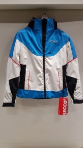 1 X BRAND NEW NEVICA SKI HOODED WHISTLER JACKET IN WHITE AND LIGHT BLUE - IN SIZE UK XS