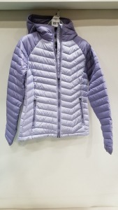 1 X BRAND NEW WOMANS COLUMBIA THERMAL REFLECTIVE HOODED JACKET IN LIGHT PURPLE - IN SIZE UK S