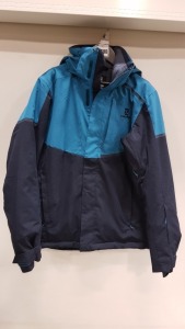 1 X BRAND NEW SALOMON HOODED SKI JACKET IN GREY AND TURQUOISE - IN SIZE S