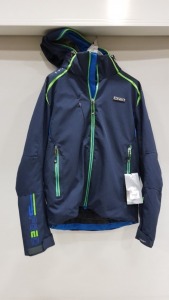 1 X BRAND NEW NEVICA HOODED SKI JACKET IN DARK NAVY WITH LIME GREEN ZIP - IN SIZE UK S
