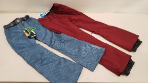 2 X BRAND NEW SKI PANTS TO INCLUDE O'NIELL HYPERDRY PANTS IN BAIGE - (SIZE XS) AND COLMAR WATERSHIELD WPT IN CHECKERED BLUE COMES WHITH BLACK BELT - (SIZE - UK 38)