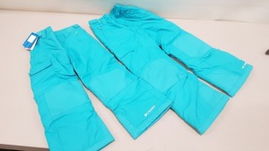 2 X BRAND NEW COLUMBIA THERMAL REFLECTIVE SKI PANTS BOTH IN TURQUOISE - (SIZE S AND M)