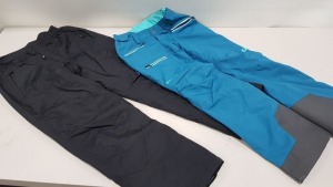 2 X BRAND NEW SKI PANTS TO INCLUE MAMOT THERMAL SKI PANTS IN TURQUOISE ( SIZE S) AND PARALLEL TECHNOLOGY WEAR SKI PANTS IN ALL BLACK (SIZE M)