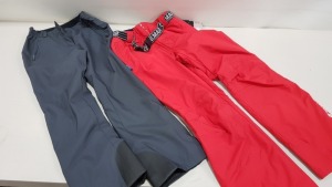 2 X BRAND NEW SKI PANTS TO INCLUDE COLMAR THERMAL SKI PANTS WITH ELASTIC SHOULDER STRAPS IN RED ( SIZE UK 58) AND COLMAR THERMAL SKI PANTS IN GREY ( SIZE UK 44)