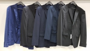 8 X BRAND NEW CALVIN KLEIN SUIT BLAZERS IN VARIOUS COLOURS AND SIZES TO INCLUDE CHARCOAL BLACK , LIGHT BLUE AND PLAIN BLACK ETC