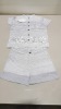 35 PIECE MIXED LOT TO INCLUDE 15 X BRAND NEW HAPPYOLOGY STRIPY LINEN SHORTS AND 20 STRIPY LINEN TOPS ALL SIZED 5-6 YEARS RRP £19.00pp