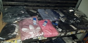 15 PIECE MIXED LOT TO INCLUDE UNDER ARMOUR TRACKSUIT TOP , ADIDAS T-SHIRTS , ADIDAS SWEATSHIRT , ADIDAS TRACKSUIT TOP , WOMANS ADIDAS TRACKSUIT TOP , SUPERDRY JUMPER AND UNDER ARMOUR T-SHIRT ETC ( IN VARIOUS SIZES )