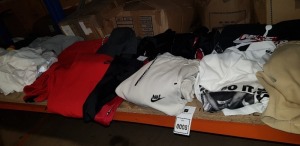 19 PIECE MIXED CLOTHING LOT CONTAINING JORDAN TRACKSUIT BOTTOMS IN VARIOUS STYLES , JORDAN TRACKSUIT TOPS , NIKE JOGGERS IN VARIOUS STYLES ,NIKE SHORTS , AIR JORDAN T-SHIRTS AND NIKE T-SHIRTS ETC ( IN VARIOUS SIZES )