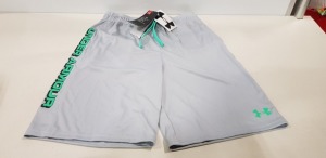 24 X BRAND NEW UNDER ARMOUR GREY SHORTS SIZE YOUTH MEDIUM AND YOUTH LARGE