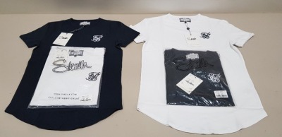 24 X BRAND NEW SIKSILK GYM TEES IN WHITE AND NAVY SIZE SMALL AND LARGE