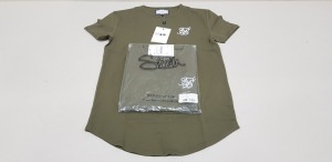 20 X BRAND NEW SIKSILK SHORT SLEEVED GYM TEES IN KHAKI SIZE XS AND SMALL