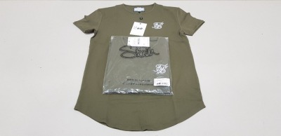 20 X BRAND NEW SIKSILK SHORT SLEEVED GYM TEES IN KHAKI SIZE XL AND MEDIUM