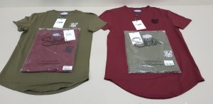 18 X BRAND NEW SIKSILK SHORT SLEEVED GYM TEES IN KHAKI AND BURGUNDY SIZE M, L AND XL