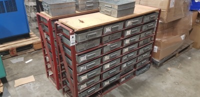 2 X RACKS OF SHELVES CONTAINING ENGINEERS TRAYS 12' X 12'