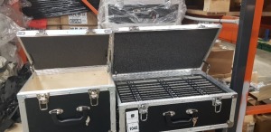 7 X LARGE FLIGHT CASES WITH REMOVABLE FOAM INSERTS FOR VARIOUS SIZED SHIMS