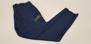 17 X BRAND NEW BURTON MENSWEAR NAVY TONAL GRINDLE NAVY TROUSERS IN SIZE 32R, 34S AND 38R