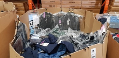 300 PIECE SCHOOL CLOTHING LOT CONTAINING GREY AND NAVY TROUSER / PANTS, GREY AND NAVY PINAFORES, SCHOOL TRAINERS, 2 PACK OF COTTON SHIRTS, SCHOOL SHOES, NAVY BLAZER AND GREEN SWEATSHIRTS ETC