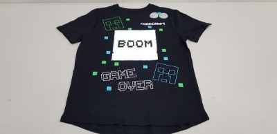 50 X BRAND NEW GEORGE MINECRAFT T SHIRTS IN BLACK IN VARIOUS KIDS SIZES RRP-£9.00 TOTAL RRP-£450.00