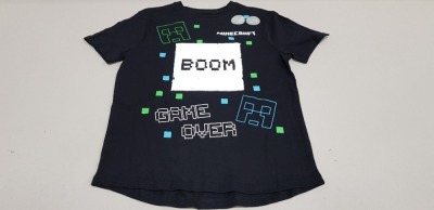 50 X BRAND NEW GEORGE MINECRAFT T SHIRTS IN BLACK IN VARIOUS KIDS SIZES RRP-£9.00 TOTAL RRP-£450.00