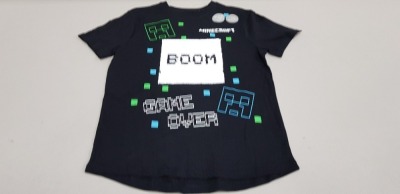 50 X BRAND NEW GEORGE MINECRAFT T SHIRTS IN BLACK IN VARIOUS KIDS SIZES RRP-£9.00 TOTAL RRP-£450.00