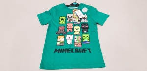 120 X BRAND NEW GEORGE OFFICIAL MINECRAFT PRODUCT LOGO T SHIRTS IN GREEN SIZE 8-9 YEARS RRP £6.00 (TOTAL RRP £720.00)