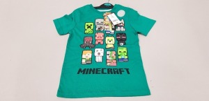 120 X BRAND NEW GEORGE OFFICIAL MINECRAFT PRODUCT LOGO T SHIRTS IN GREEN SIZE 8-9 YEARS RRP £6.00 (TOTAL RRP £720.00)