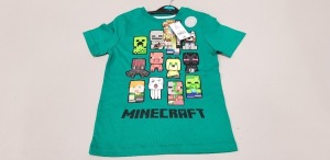 120 X BRAND NEW GEORGE OFFICIAL MINECRAFT PRODUCT LOGO T SHIRTS IN GREEN SIZE 8-9 YEARS RRP £6.00 (TOTAL RRP £720.00)