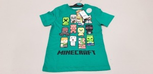 140 X BRAND NEW GEORGE OFFICIAL MINECRAFT PRODUCT LOGO T SHIRTS IN GREEN SIZE 6-7 YEARS RRP £6.00 (TOTAL RRP £840.00)