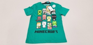 140 X BRAND NEW GEORGE OFFICIAL MINECRAFT PRODUCT LOGO T SHIRTS IN GREEN SIZE 6-7 YEARS RRP £6.00 (TOTAL RRP £840.00)