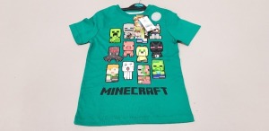 140 X BRAND NEW GEORGE OFFICIAL MINECRAFT PRODUCT LOGO T SHIRTS IN GREEN SIZE 5-6 YEARS RRP £6.00 (TOTAL RRP £840.00)