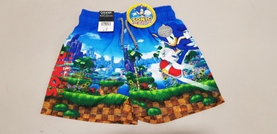 55 X BRAND NEW GEORGE SONIC THE HEDGEHOG SWIMMING SHORTS IN VARIOUS AGES IE AGE 4-5 YEARS, 6-7 YEARS, 12-13 YEARS AND 13-14 YEARS ETC