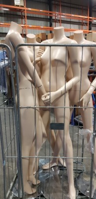 4 X COMPLETE FULL FEMALE MANNEQUINS ( IN METAL CAGE ) CAGE NOT INCLUDED IN SALE