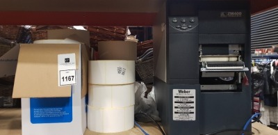 1 X ZEBRA ZM400 LABEL PRINTING MACHINE COMES WITH 17 ROLLS OF LABELS