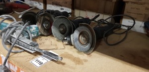 5 PIECE LOT TO INCLUDE 4 BOCSH PRO GRINDERS AND 1 MAKITA BELT SANDER